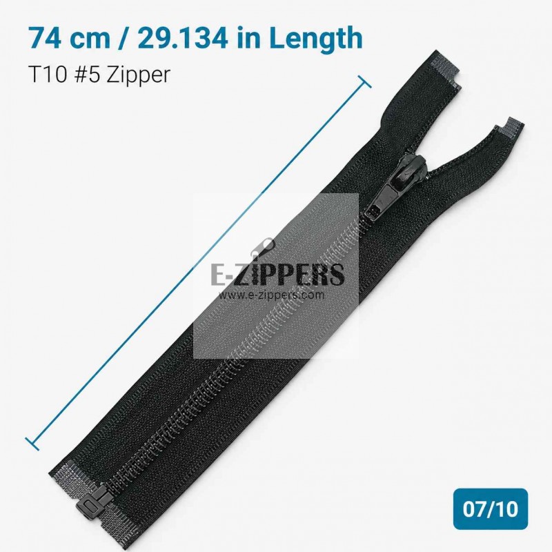 74 cm / 29.134 in T10 #5 Black Nylon Open-End Separating Jacket Zipper – ZPS0074T10