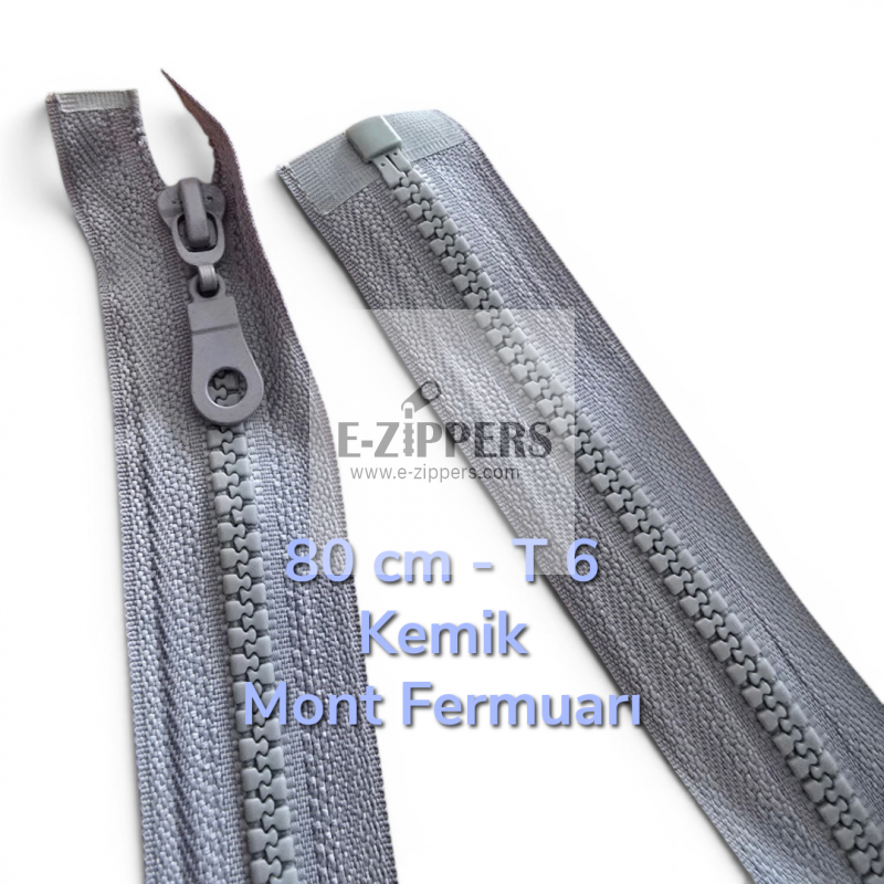 80 cm T6 Kemik Fermuar Açık Uçlu Separe Armut Elcikli Mont ve Ceket İçin ZPK0080T6A