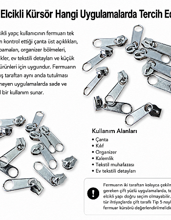 Tip 5 Tek Elcikli Naylon Fermuar Kürsörü – Nikel Zamak KRSTT5