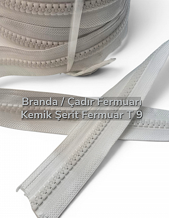 Branda Çadır Şerit Fermuarı Kemik T 9 -SRTCFT9