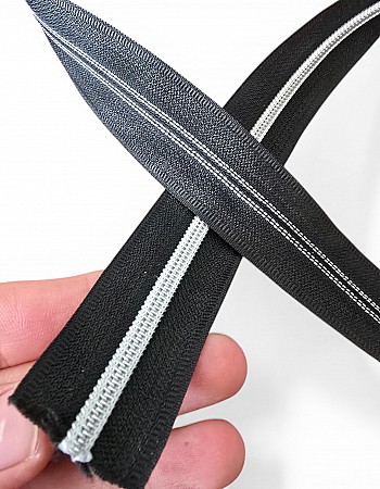 Nylon Silver Tooth Colored Tape Zipper #5 - SRTNYLGT10