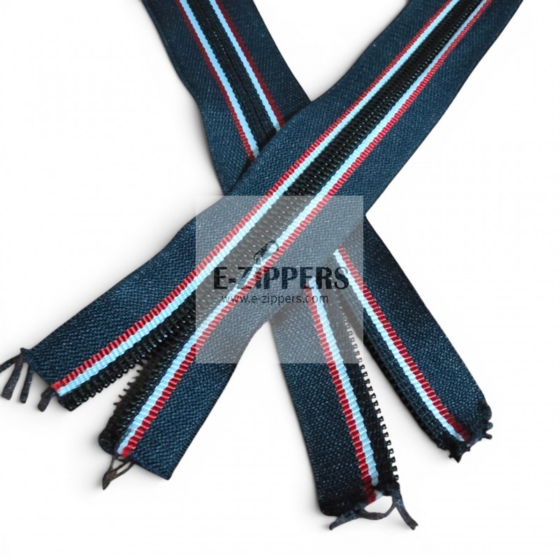 decorative red-white striped #5 nylon zipper chain for bags