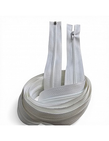 160 cm 62.99" White Abaya Zipper | Open-End Long Garment Zipper | ZP00160T5