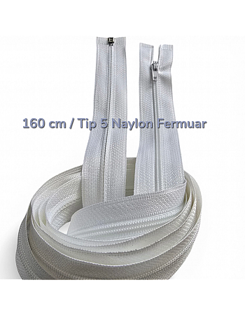 160 cm 62.99" White Abaya Zipper | Open-End Long Garment Zipper | ZP00160T5