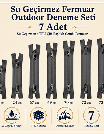 Su Geçirmez 7 Adet Fermuar Seti – Outdoor, Mont, Çanta ve Teknik Tekstil İçin - ST-0004T5