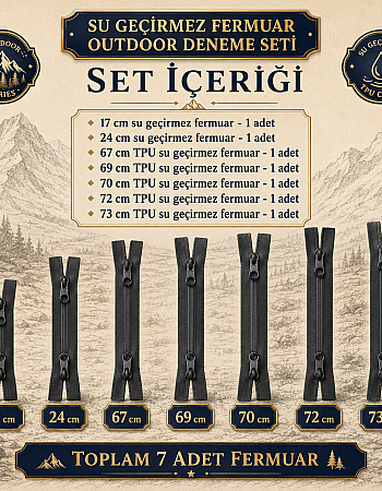 Su Geçirmez 7 Adet Fermuar Seti – Outdoor, Mont, Çanta ve Teknik Tekstil İçin - ST-0004T5