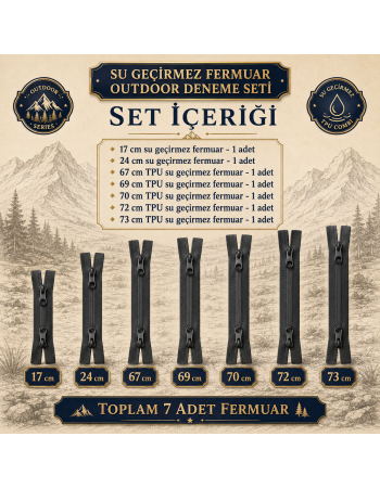 Su Geçirmez 7 Adet Fermuar Seti – Outdoor, Mont, Çanta ve Teknik Tekstil İçin - ST-0004T5