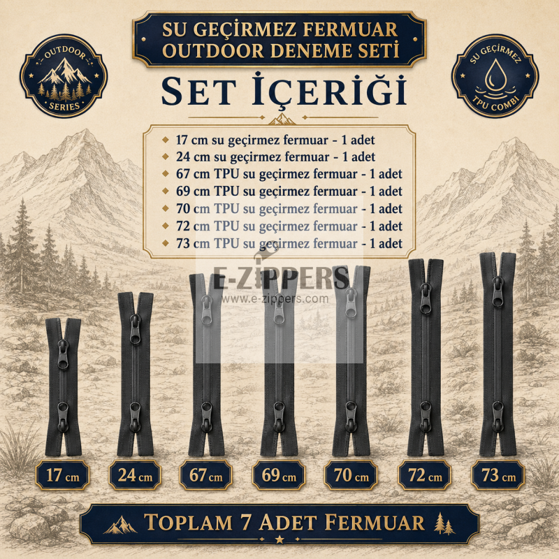 Su Geçirmez 7 Adet Fermuar Seti – Outdoor, Mont, Çanta ve Teknik Tekstil İçin - ST-0004T5