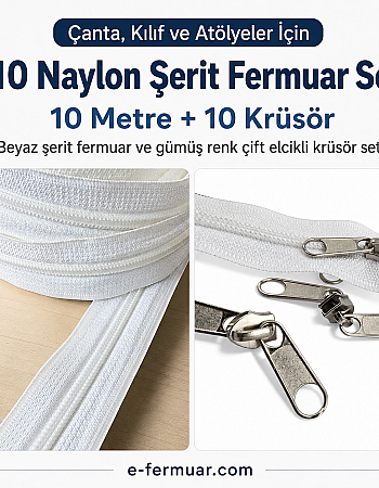 Nylon Tape Zipper Set for Bags, Cases, and Workshops - #5, 10 Meters + 10 Sliders - ST-0009