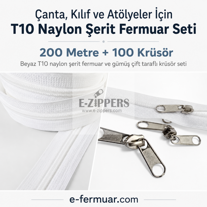 #5 Nylon Zipper Chain Kit for Bag Makers, Cases & Repair Shops – 200 m / 656.17 ft + 100 Sliders ST-0009T10-200M100C