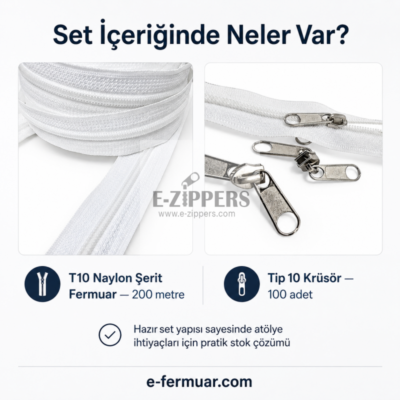 #5 Nylon Zipper Chain Kit for Bag Makers, Cases & Repair Shops – 200 m / 656.17 ft + 100 Sliders ST-0009T10-200M100C