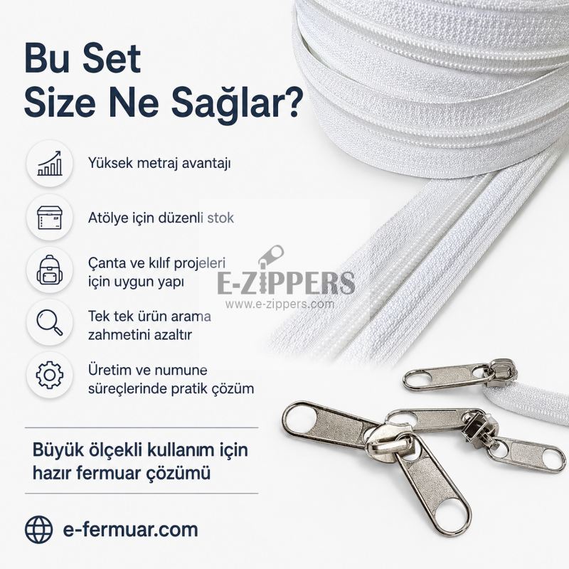 #5 Nylon Zipper Chain Kit for Bag Makers, Cases & Repair Shops – 200 m / 656.17 ft + 100 Sliders ST-0009T10-200M100C