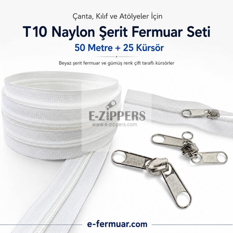 #5 Nylon Zipper Chain Kit for Bag Makers & Case Repair Shops – 50 m / 164.04 ft + 25 Sliders ST-0009T10-50M25C