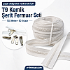 Set of #3 molded plastic zippers on tape, 100 meters long with 50 sliders, ideal for professional use.