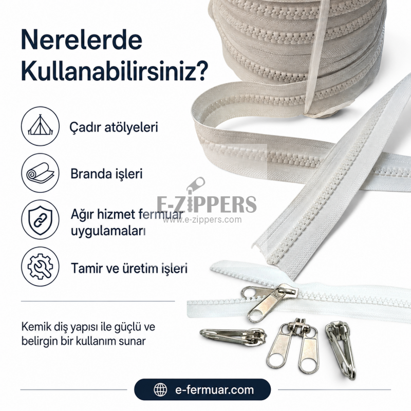 Set of #3 molded plastic zippers on tape, 100 meters long with 50 sliders, ideal for professional use.