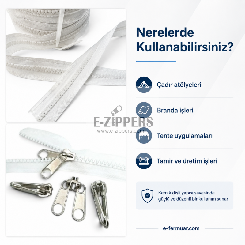 200 meter #5 molded plastic zipper and 100 sliders for tarp and tent manufacturing.