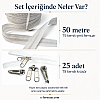 Ideal for tarp and tent construction, 50-meter-long #3 molded plastic zipper tape with 25 sliders set.