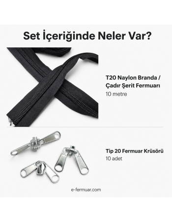 #10 Nylon Zipper Chain Kit for Tarps & Tents – 10 m / 32.81 ft + 10 Sliders ST-0013