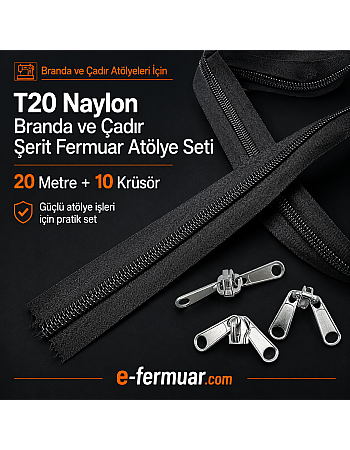 20 m / 65.62 ft #10 Nylon Zipper Chain Kit for Tarp & Tent Repairs – 10 Sliders ST-0013T20-20M10C