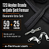 Çadır ve Branda Atölyeleri İçin Tip 20 Naylon Şerit Fermuar Seti – 50 Metre + 25 Kürsör ST-0013T20-50M25C
