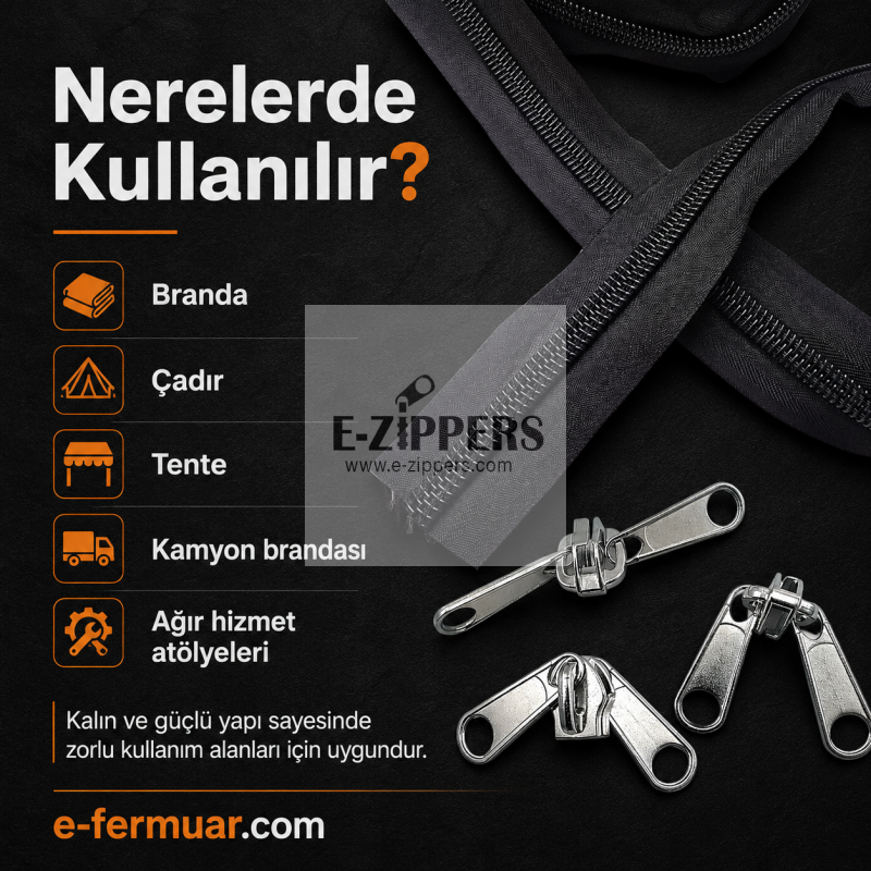 Çadır ve Branda Atölyeleri İçin Tip 20 Naylon Şerit Fermuar Seti – 50 Metre + 25 Kürsör ST-0013T20-50M25C