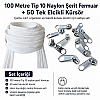 Tip 10 Naylon Şerit Fermuar Üretim Seti – 100 Metre + 50 Tek Elcikli Kürsör ST-T10T-NAYLON-100M50C