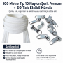 Tip 10 Naylon Şerit Fermuar Üretim Seti – 100 Metre + 50 Tek Elcikli Kürsör ST-T10T-NAYLON-100M50C