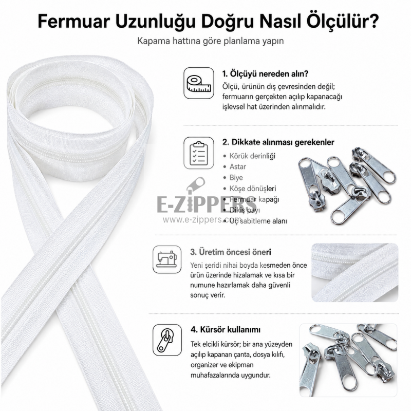 Çanta ve Kılıf Atölyeleri İçin Tip 10 Naylon Şerit Fermuar Üretim Seti – 200 Metre + 100 Tek Elcikli Kürsör ST-T10T-NAYLON-200M100C