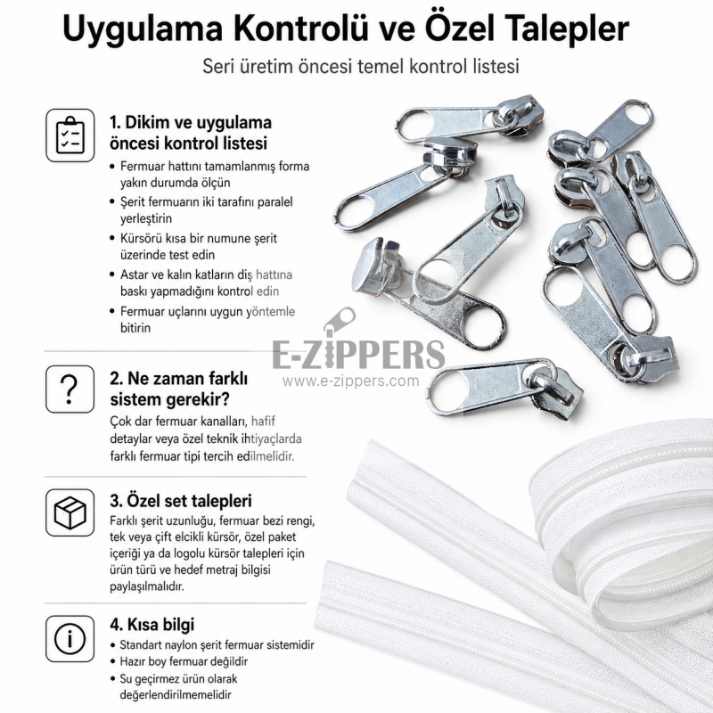 Çanta ve Kılıf Atölyeleri İçin Tip 10 Naylon Şerit Fermuar Üretim Seti – 200 Metre + 100 Tek Elcikli Kürsör ST-T10T-NAYLON-200M100C
