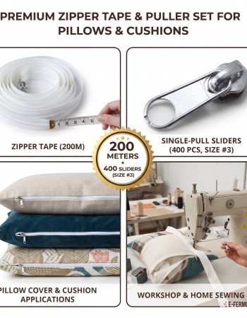 200 Metre T5 Naylon Şerit Fermuar + 400 Kürsör Atölye Paketi ST-T5T-NAYLON-200M400K