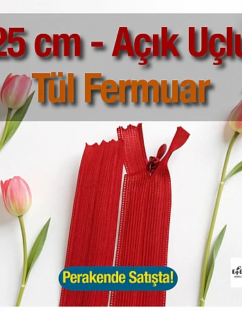 Gizli Fermuar 25 cm Tül Elbise ve Etek Fermuarı ZPHSN0025TUL