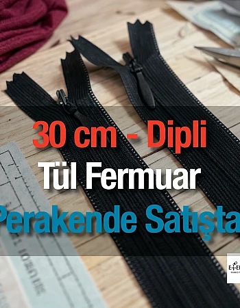  Etek ve Elbise Gizli Fermuar 30 cm Siyah kapalı Uçlu ZPHSN0030TUL