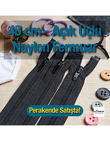  Mont Fermuarı Naylon 45 cm Tip 10 – Açık Uçlu (Separe) / Otomatik Kafa ZPHSN0045T10