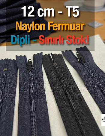  Naylon Cep Fermuarı 12 cm  Dipli -  NC0012T5