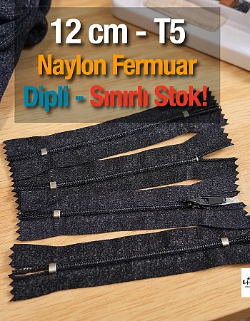  Naylon Cep Fermuarı 12 cm  Dipli -  NC0012T5