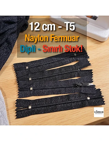  Naylon Cep Fermuarı 12 cm  Dipli -  NC0012T5