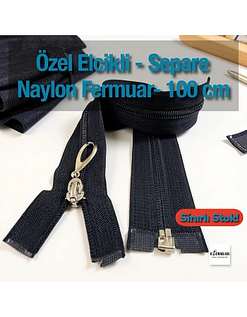 Naylon Özel Elcikli Ferace Fermuarı 100 Cm  Açık Uçlu (Separe)  -  PR00100T10
