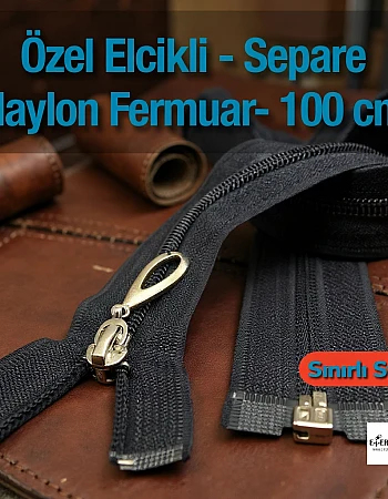 Naylon Özel Elcikli Ferace Fermuarı 100 Cm  Açık Uçlu (Separe)  -  PR00100T10