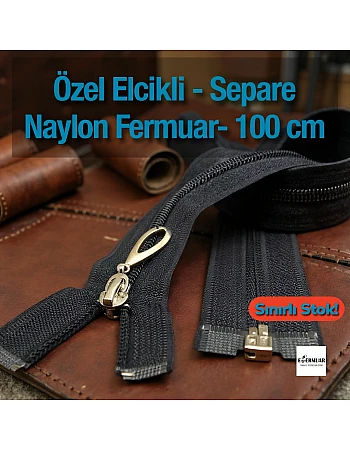 Naylon Özel Elcikli Ferace Fermuarı 100 Cm  Açık Uçlu (Separe)  -  PR00100T10