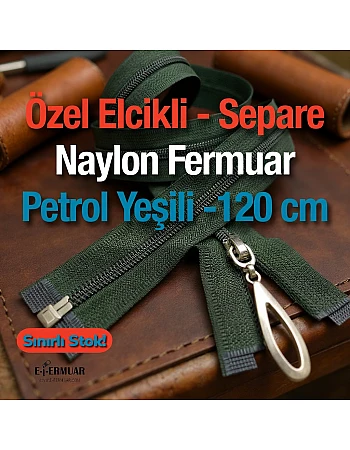 Naylon Özel Elcikli Ferace Fermuarı 120 Cm  Açık Uçlu (Separe)  -  PR00120T10