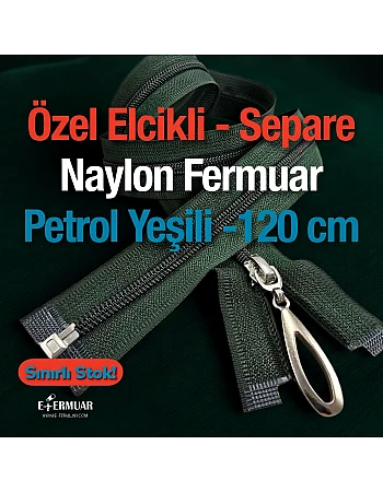 Naylon Özel Elcikli Ferace Fermuarı 120 Cm  Açık Uçlu (Separe)  -  PR00120T10