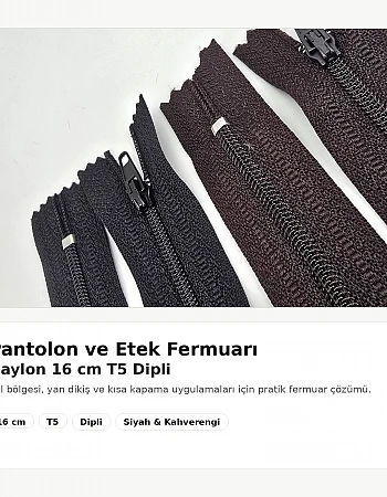 Naylon Cep Fermuarı 16 Cm Dipli -  NC0016T5