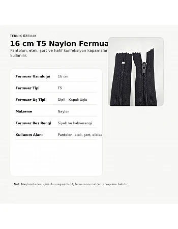 Nylon Pocket Zipper with 16 cm Bottom - NC0016T5