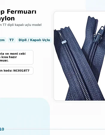 Cep Fermuarı Naylon 18 cm T7 Dipli Kapalı Uçlu NC0018T7
