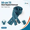50 cm T5 Mavi Naylon Bobin Dipli Fermuar – Çanta ve Cep Fermuarı ZP0050t5