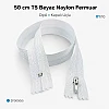 50 cm T5 Beyaz Naylon Bobin Dipli Fermuar – Çanta ve Cep Fermuarı ZP0050t5