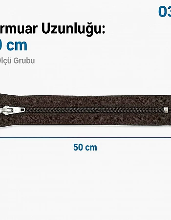 50 cm T5 Kahverengi Naylon Bobin Dipli Fermuar – Çanta, Cep ve Cüzdan Fermuarı ZP0050t5K