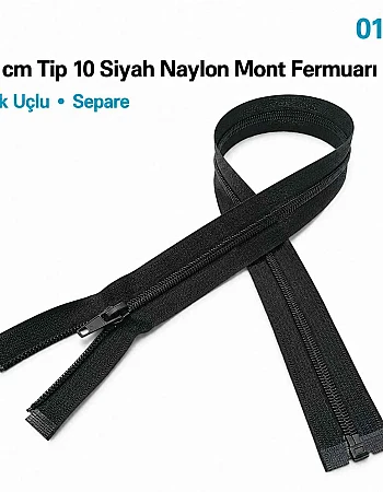 66 cm Tip 10 Siyah Naylon Separe Mont Fermuarı – Açık Uçlu Ceket Fermuarı ZPS0066T10