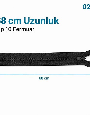 68 cm Tip 10 Siyah Naylon Separe Mont Fermuarı – Açık Uçlu Ceket Fermuarı ZPS0068T10