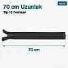 70 cm Tip 10 Siyah Naylon Separe Mont Fermuarı – Açık Uçlu Ceket Fermuarı ZPS0070T10